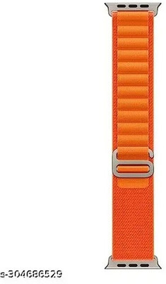 Chalo Kharido Men & Women Adjustable Strap with Metal G-Hook Premium Compatible with Watch 49mm 45mm 44mm 42mm , Strap for iWatch Ultra Series SE 8 7 6 5 4 3 2 1 Alpine Loop Nylon Bands/Straps (Only Alpine Loop Strap for Apple iWatch, Watch NOT Included) Smart Watch Strap(Orange)