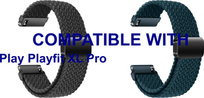 ACM WSM26N20BKTU3203 Pack of 2 Watch Strap Woven Braided Magnetic 20mm for Play Playfit XL Pro Smartwatch (Black/Turquoise) Smart Watch Strap(Mullti Color)