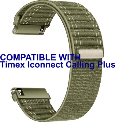 ACM Watch Strap Nylon Soft for Timex Iconnect Calling Plus Smartwatch Khakhi Smart Watch Strap(Green)