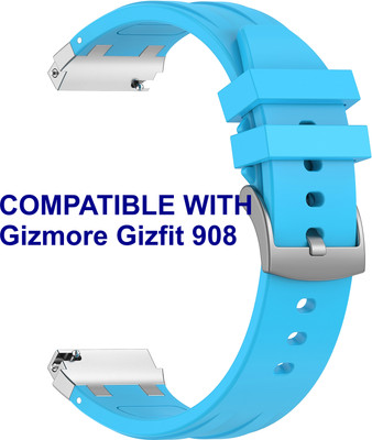 ACM WSM36X20BL2130 Watch Strap Metal Hook Silicone 20mm for Gizmore Gizfit 908 Smartwatch Blue Smart Watch Strap(Blue)