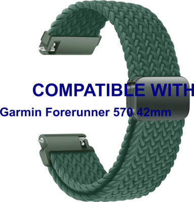 ACM WSM26N20GR3925 Watch Strap Woven Braided Magnetic Belt 20mm for |Garmin Forerunner 570 42mm Smartwatch Green Smart Watch Strap(Green)
