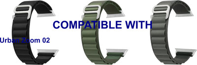 ACM WSM17E40BKGRGY1687 Pack of 3 Sliding 44mm 49mm Watch Strap Nylon Hook for |Urban Zoom 02 Smartwatch (Black/Green/Grey) Smart Watch Strap(Mullti Color)