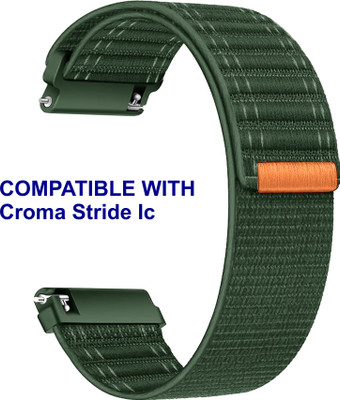 ACM WSM39A20GR3018 Watch Strap Nylon Soft 20mm for Croma Stride Ic Smartwatch Belt Green Smart Watch Strap(Green)