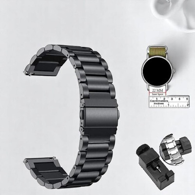 BinkSon Replacement Strap Compatible With FIRE-BOLT Talk Bsw004 &AMAZEFIT Bip5 & NOISE Caliber & BOAT Flash And Other Smartwatch With 22mm Buckle Size (LIST IN PHOTO)[Watch Not Included] Smart Watch Strap(Black)