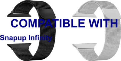 ACM WSM4M40BKSL1581N1 Pack of 2 Sliding 44mm 49mm Watch Strap Magnetic for Snapup Infinity Smartwatch Black/Silver Smart Watch Strap(Mullti Color)