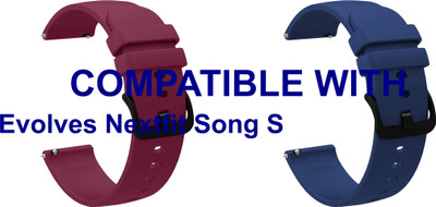 ACM WSM25M20PUDBL2109 Pack of 2 Watch Strap Silicone Hook 20mm for Evolves Nextfit Song S Smartwatch (Purple/Dark Blue) Smart Watch Strap(Mullti Color)