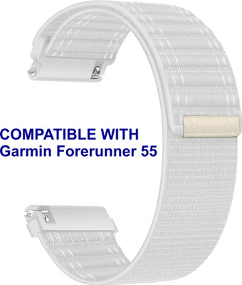 ACM WSM39A20WT2316 Watch Strap Nylon Soft 20mm for Garmin Forerunner 55 Smartwatch White Smart Watch Strap(White)