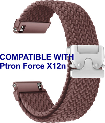 ACM WSM38Z22BR3128 Watch Strap Woven Braided Clipper 22mm for Ptron Force X12n Smartwatch Belt Brown Smart Watch Strap(Brown)