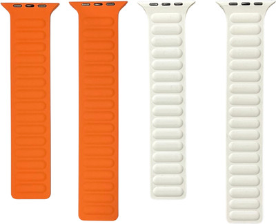 Upthrust Magnet Ease Citrus Burst & White Ivory 42/44/45/49mm (Pack of 2) Smart Watch Strap(Orange, White)