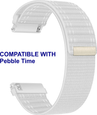 ACM WSM39A22WT1173 Watch Strap Nylon Soft 22mm for Pebble Time Smartwatch White Smart Watch Strap(White)