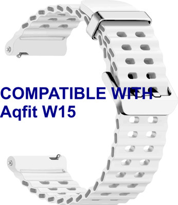 ACM WSM40B22WT1307 Watch Strap Silicone Sports 22mm for Aqfit W15 Smartwatch White Smart Watch Strap(White)