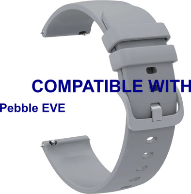 ACM WSM24L22GY3921 Watch Strap Silicone Color Hook Belt 22mm for New Pebble| EVE Smartwatch Grey Smart Watch Strap(Grey)