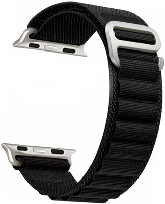 Flipkart SmartBuy Soft Nylon Textile Woven Alpine Loop Strap Belt for iWatch Series 8/7/6/5/4/SE (42/44/45mm) With Metal G Hook [Watch NOT Included] Smart Watch Strap(Black)