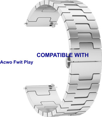 ACM WSM37Y20SL3806 Watch Strap Metal Steel 20mm for New |Acwo|| Fwit Play Smartwatch Silver Smart Watch Strap(Silver)