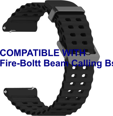 ACM WSM40B20BK2737 Watch Strap Silicone Sports 20mm for Fire-Boltt Beam Calling Bsw036 Smartwatch Black Smart Watch Strap(Black)