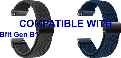 ACM WSM26N22BKBL1031 Pack of 2 Watch Strap Woven Braided Magnetic 22mm for Bfit Gen B1 Smartwatch (Black/Blue) Smart Watch Strap(Mullti Color)
