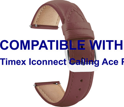 ACM WSM14B22BR3938 Watch Strap Leather Belt 22mm for Timex Iconnect Calling Ace Plus Smartwatch Brown Smart Watch Strap(Brown)
