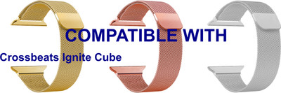 ACM WSM4M40GLRSGSL1582N1 Pack of 3 Sliding 44mm 49mm Watch Strap Magnetic for Crossbeats Ignite Cube Smartwatch Champagne Gold/Rose Gold Pink/Silver Smart Watch Strap(Mullti Color)