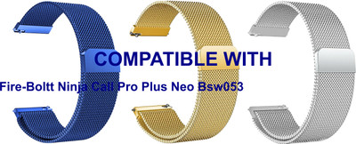 ACM WSM4M20BLGLSL3858 Pack of 3 Watch Strap Magnetic 20mm for |Fire-Boltt Ninja Call Pro Plus Neo Bsw053 Smartwatch (Blue/Gold/Silver) Smart Watch Strap(Mullti Color)
