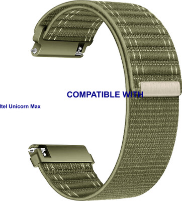 ACM WSM39A22KH3864 Watch Strap Nylon Soft 22mm for Itel Unicorn Max Smartwatch Khakhi Smart Watch Strap(Green)