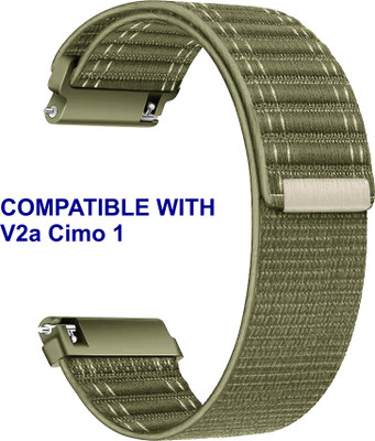 ACM WSM39A20KH2304 Watch Strap Nylon Soft 20mm for V2a Cimo 1 Smartwatch Khakhi Smart Watch Strap(Green)