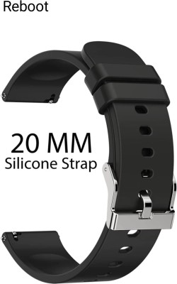 Reboot 20mm Silicone Smart Watch Strap for All Watches Smart Watch Strap(Black)