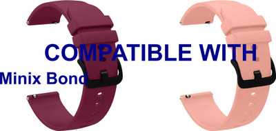 ACM WSM25M22PUCPK3307 Pack of 2 Watch Strap Silicone Hook 22mm for Minix Bond Smartwatch (Purple/Creame Pink) Smart Watch Strap(Mullti Color)
