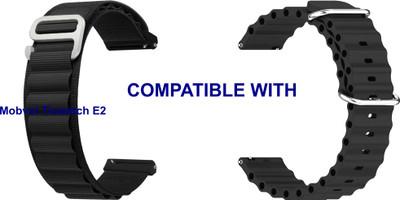 ACM WSM1718B22BKBK1147 Pack of 2 Watch Strap Nylon & Silicone 22mm for Mobvoi Ticwatch E2 Smartwatch (Black) Smart Watch Strap(Mullti Color)