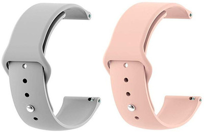 PUNAK 22MM Silicon Smartwatch Band Straps Pack of 2 Smart Watch Strap(Grey, Pink)