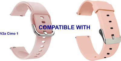 ACM WSM87A20CPKCP2304 Pack of 2 Watch Strap Silicone 20mm for V2a Cimo 1 Smartwatch (Creame Pink) Smart Watch Strap(Mullti Color)