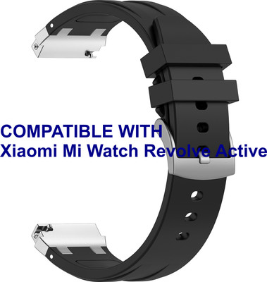 ACM WSM36X22BK1621 Watch Strap Metal Hook Silicone 22mm for Xiaomi Mi Watch Revolve Active Smartwatch Black Smart Watch Strap(Black)