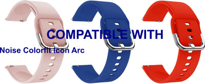 ACM WSM8H22CPKDBLRD3932 Pack of 3 Watch Strap Hook Belt 22mm for Noise Colorfit Icon Arc Smartwatch (Creame/Blue/Red) Smart Watch Strap(Mullti Color)