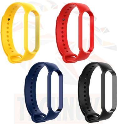 TECHNUV Soft Silicone Band Strap Pack Of 4Pcs For Xiaomi MI Band 5 & Xiaomi MI Band 6 Smart Band Strap(Black, Blue, Yellow, Red)