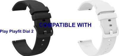 ACM WSM24L22BKWT2905 Pack of 2 Watch Strap Silicone Color Hook 22mm for Play Playfit Dial 2 Smartwatch (Black/White) Smart Watch Strap(Mullti Color)