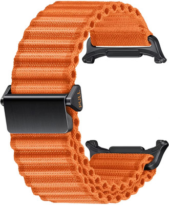Connexa Premium Nylon Alpine Loop Strap Compatible with Galaxy Watch Ultra – Adjustable Hook and Loop Design for Secure Fit Smart Watch Strap(Orange)