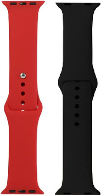 Speeqo Premium Silicone 42mm/ 44mm/ 45mm / 49mm Smartwatch Straps for iWatch Smart Watch Strap(Red, Black)