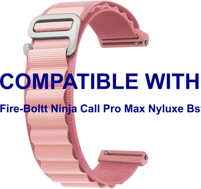 ACM WSM17E22CPK3883 Watch Strap Nylon Hook Belt 22mm for Fire-Boltt Ninja Call Pro Max Nyluxe Bsw128 Smartwatch Creame Pink Smart Watch Strap(Pink)