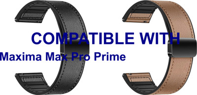 ACM WSM28P22BKGL3584 Pack of 2 Watch Strap Leather Magnetic Silicone 22mm for |Maxima| Max Pro Prime Smartwatch (Black/Gold) Smart Watch Strap(Mullti Color)
