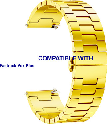 ACM WSM37Y22GL5006 Watch Strap Metal Steel Belt 22mm for Fastrack Vox Plus Smartwatch Gold Smart Watch Strap(Gold)