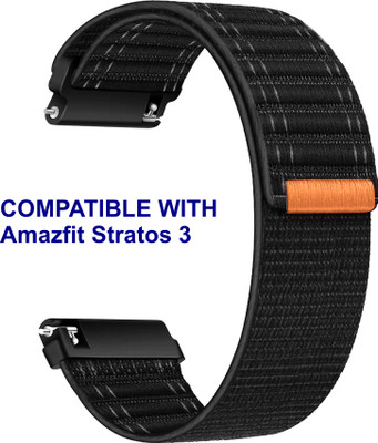 ACM WSM39A22BK1023 Watch Strap Nylon Soft 22mm for Amazfit Stratos 3 Smartwatch Black Smart Watch Strap(Black)
