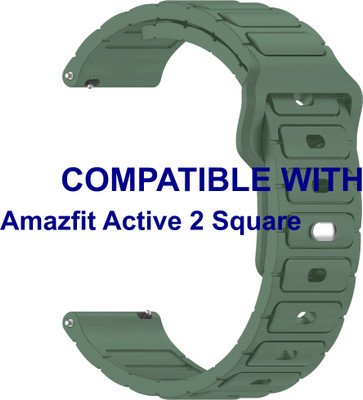 ACM WSM32T20GR3909 Watch Strap Silicone Belt Button 20mm for Amazfit Active 2 Square Smartwatch Green Smart Watch Strap(Green)