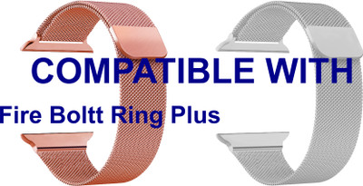 ACM WSM4M40RSGSL1205N1 Pack of 2 Sliding 44mm 49mm Watch Strap Magnetic for Fire Boltt Ring Plus Smartwatch Rose Gold Pink/Silver Smart Watch Strap(Mullti Color)