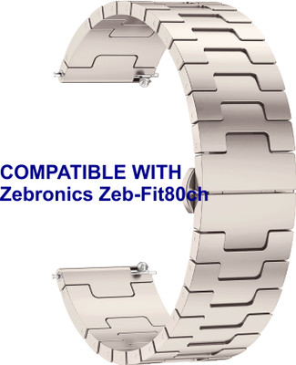 ACM WSM37Y20ST2356 Watch Strap Metal Steel 20mm for Zebronics Zeb-Fit80ch Smartwatch Starlight Smart Watch Strap(White)