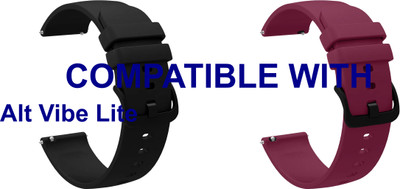 ACM WSM25M22BKPU3120 Pack of 2 Watch Strap Silicone Hook 22mm for Alt Vibe Lite Smartwatch (Black/Purple) Smart Watch Strap(Mullti Color)
