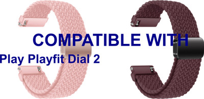 ACM WSM26N22PKPU2905 Pack of 2 Watch Strap Woven Braided Magnetic 22mm for Play Playfit Dial 2 Smartwatch (Pink/Purple) Smart Watch Strap(Mullti Color)
