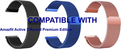 ACM WSM4M20BKBLRSG5013 Pack of 3 Watch Strap Magnetic Belt 20mm for Amazfit Active 2 Round Premium Edition Smartwatch (Black/Blue/Rose Gold) Smart Watch Strap(Mullti Color)