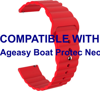 ACM WSM9W22RD3910 Watch Strap Wave Belt 22mm for Ageasy Boat Protec Neo Smartwatch Red Smart Watch Strap(Red)