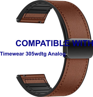 ACM WSM28P20BR4045 Watch Strap Leather Magnetic Silicone Belt 20mm for Timewear 305wdtg Analog Brown Smart Band Strap(Brown)
