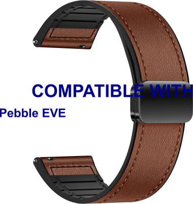 ACM WSM28P22BR3921 Watch Strap Leather Magnetic Silicone Belt 22mm for Pebble EVE Smartwatch Brown Smart Watch Strap(Brown)