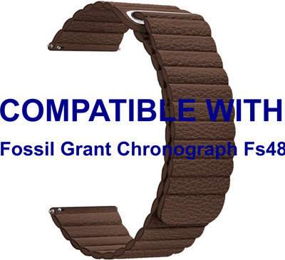 ACM WSM10L22BR4031 Leather Watch Strap Belt 22mm for Fossil Grant Chronograph Fs4813ie Brown Smart Band Strap(Brown)